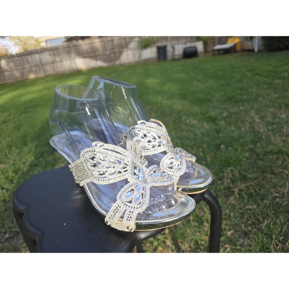 Italina by Summer Cutout Rhinestone Slide Sandals Mule Size 8 - Picture 3 of 12